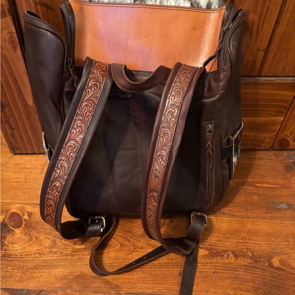Tooled Leather Cowhide Backpack